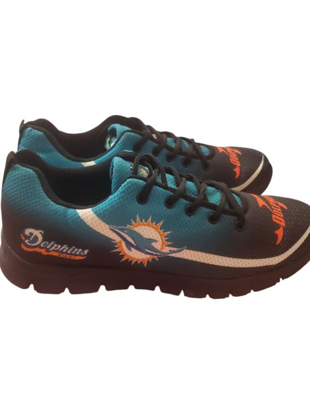 Miami Dolphins Fan Sneakers Sports Shoes Unisex Lightweight Teal/Blk Sze 44 - Picture 9 of 12